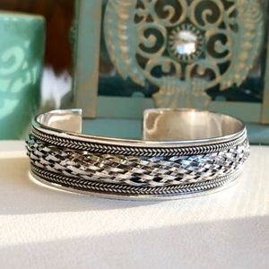 Gorgeous Woven Sterling Silver Bangle.